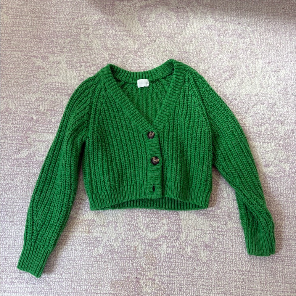 H and M Green Cardigan